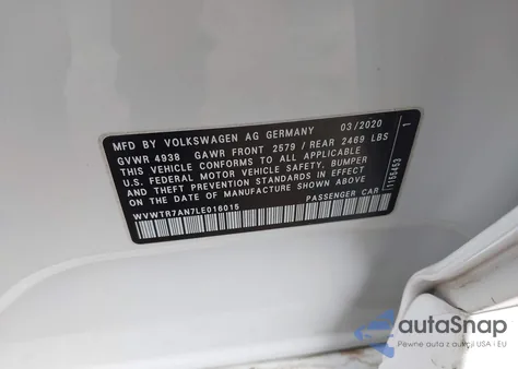 2020 Volkswagen Arteon 2.0T Sel Premium R-Line z USA, uszkodzony, nr VIN WVWTR7AN7LE016015